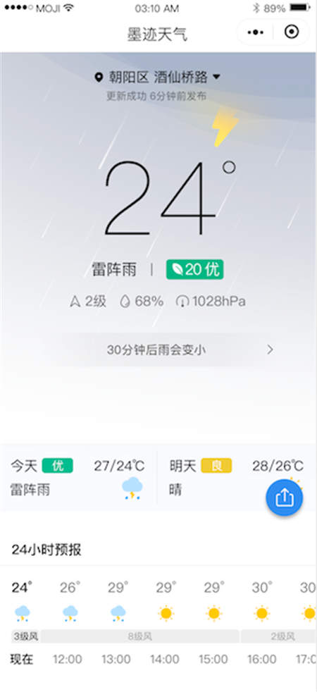 精準(zhǔn)又有趣，墨跡天氣小程序——你的“天氣向?qū)Ш蜕钪改稀?/></p><p align=