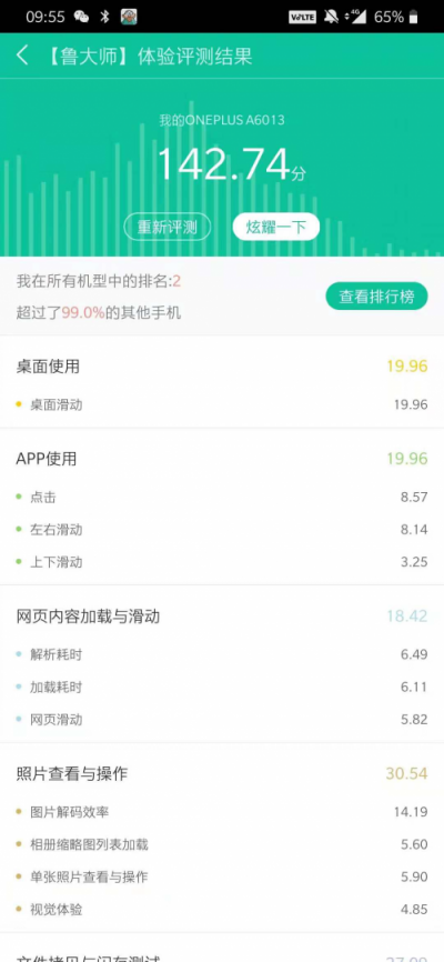 一加6T魯大師性能+流暢度跑分曝光，超32萬(wàn)分！