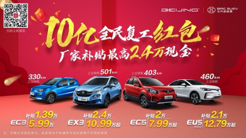 續(xù)航501km只要10.99萬，抄底BEIJING-EX3就趁現在！