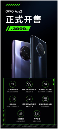 OPPO Ace2 4月20日開售，299元W31耳機等你來拿