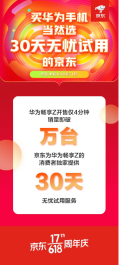 京東618華為勢(shì)頭猛！ 華為手機(jī)1小時(shí)成交額同比增長(zhǎng)180%