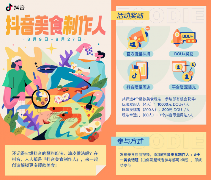抖音1億流量招募“美食制作人”，與創(chuàng)作者解鎖爆款美味
