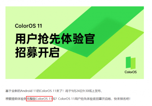 先人一步享服務(wù)？ColorOS 11招募體驗官，網(wǎng)友：我來！
