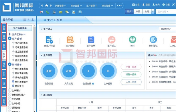 智邦國際機械加工企業(yè)ERP管理軟件，柔性一體化生產(chǎn)