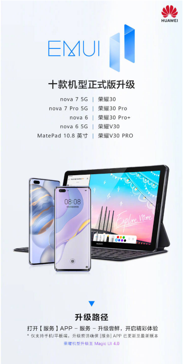 nova6系列等十款機(jī)型迎來EMUI11正式版升級，這些新變化你了解嗎？