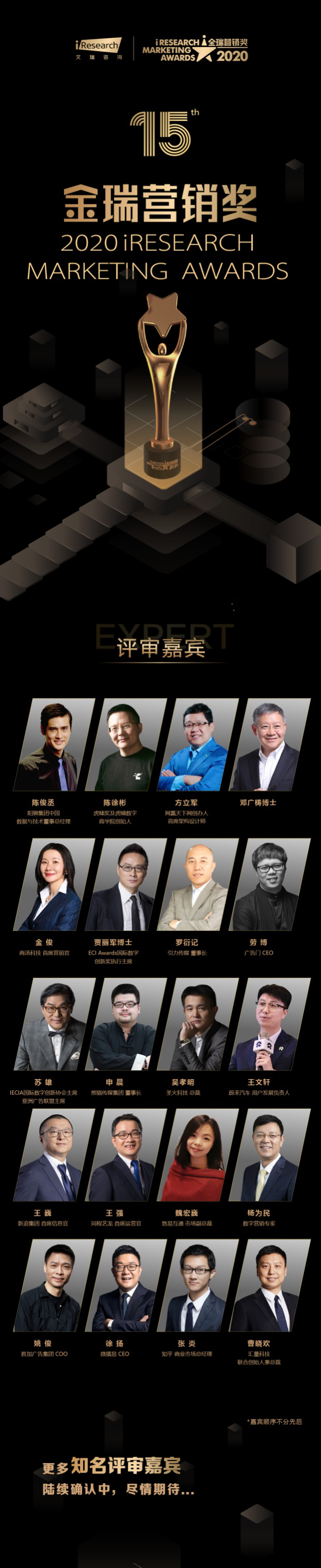 2020金瑞營(yíng)銷(xiāo)獎(jiǎng)iResearch Marketing Awards評(píng)委陣容公布