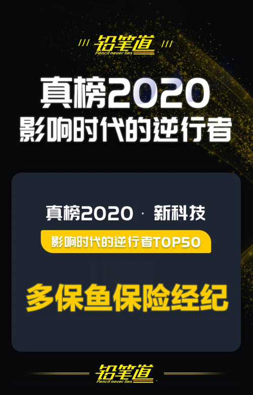 多保魚實(shí)力上榜鉛筆道2020年度新科技·影響時代的逆行者TOP50