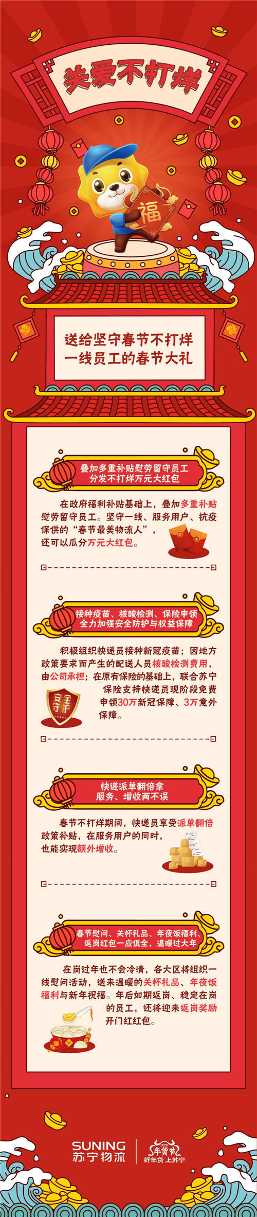 關(guān)愛不打烊！蘇寧物流“暖蜂”大禮包保障一線員工溫暖過年