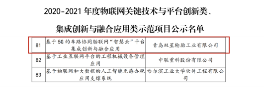 輪胎行業(yè)唯一！卡奧斯助力雙星入選工信部年度物聯(lián)網(wǎng)項目