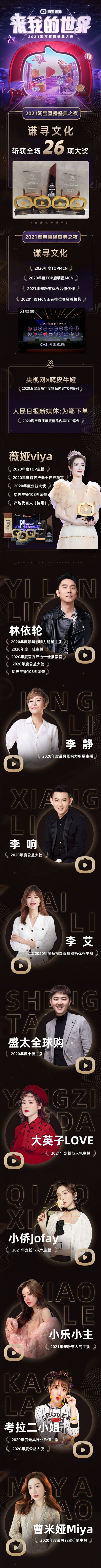 謙尋榮獲2021淘寶直播盛典26項(xiàng)大獎(jiǎng)，薇婭攜團(tuán)隊(duì)驚艷亮相紅毯