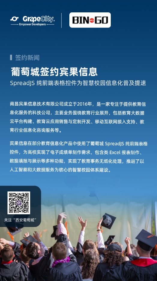 葡萄城簽約賓果信息，SpreadJS為智慧校園信息化普及提速