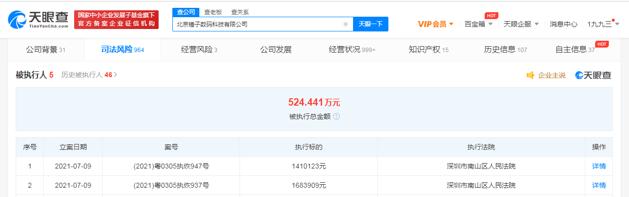 錘子科技被恢復(fù)執(zhí)行 執(zhí)行標(biāo)的超300萬(wàn)元