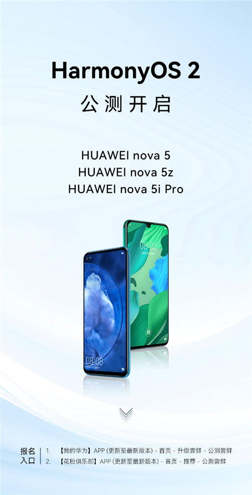 HarmonyOS 2第四批公測機型名單公布：nova5、nova5z 、nova5i Pro