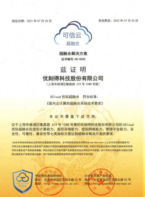 UCloud優(yōu)刻得榮獲可信云超融合、混合云、政務(wù)云等四項(xiàng)權(quán)威認(rèn)證 三項(xiàng)最佳實(shí)踐大獎(jiǎng)