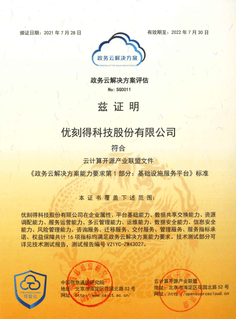 UCloud優(yōu)刻得榮獲可信云超融合、混合云、政務(wù)云等四項(xiàng)權(quán)威認(rèn)證 三項(xiàng)最佳實(shí)踐大獎(jiǎng)