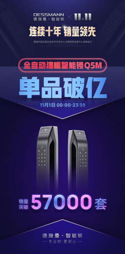 首小時破億單品誕生！德施曼雙十一首日戰(zhàn)報(bào)：總銷售1.9億，穩(wěn)居全網(wǎng)第一