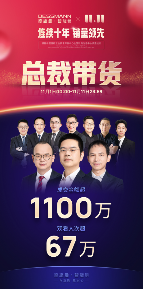 雙11終極榜單：線上總銷售14.2萬套！德施曼連續(xù)6年雙11蟬聯(lián)行業(yè)第一