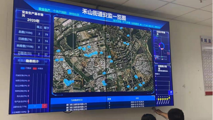 廈門思明區(qū)禾山街道辦事處安監(jiān)辦，借助拼接屏實現(xiàn)安監(jiān)數(shù)據(jù)可視化