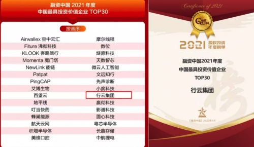 行云集團(tuán)成功入選“2021年中國(guó)最具投資價(jià)值企業(yè)TOP30”