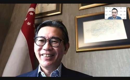 格林納達(dá)常駐WTO大使孫宇晨視頻會見新加坡常駐WTO大使洪圣丹