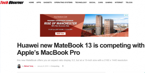 輕薄本新勢力，華為MateBook 13筆記本深空灰即將亮相