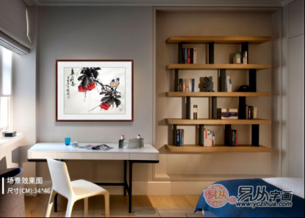 文雅的書房裝飾掛畫，精品水墨寫意花鳥畫作品