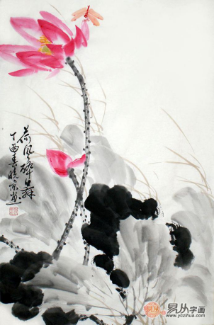 文雅的書房裝飾掛畫，精品水墨寫意花鳥畫作品