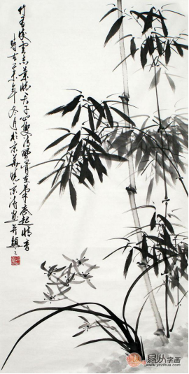 文雅的書房裝飾掛畫，精品水墨寫意花鳥畫作品