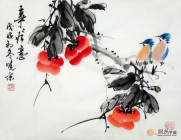 文雅的書房裝飾掛畫，精品水墨寫意花鳥畫作品