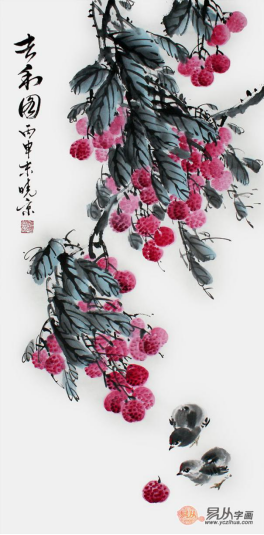 文雅的書房裝飾掛畫，精品水墨寫意花鳥畫作品