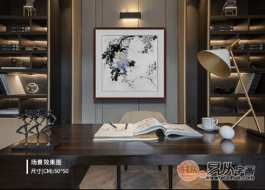 文雅的書房裝飾掛畫，精品水墨寫意花鳥畫作品