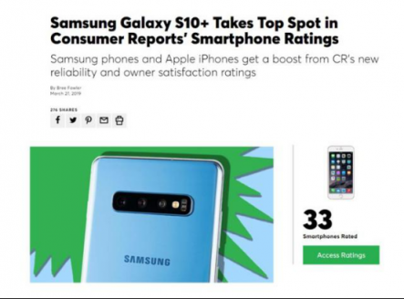 真實(shí)力！三星Galaxy S10+力壓華為P30 Pro獲多項(xiàng)測評第一