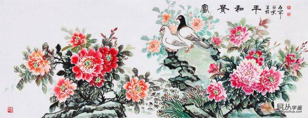 臥室掛畫之牡丹畫，寫意牡丹畫家石開作品欣賞