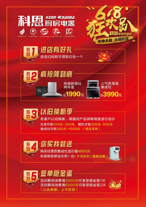 618活動， 廚房電器選不好，那是價格還不夠低，科恩電器一步到底