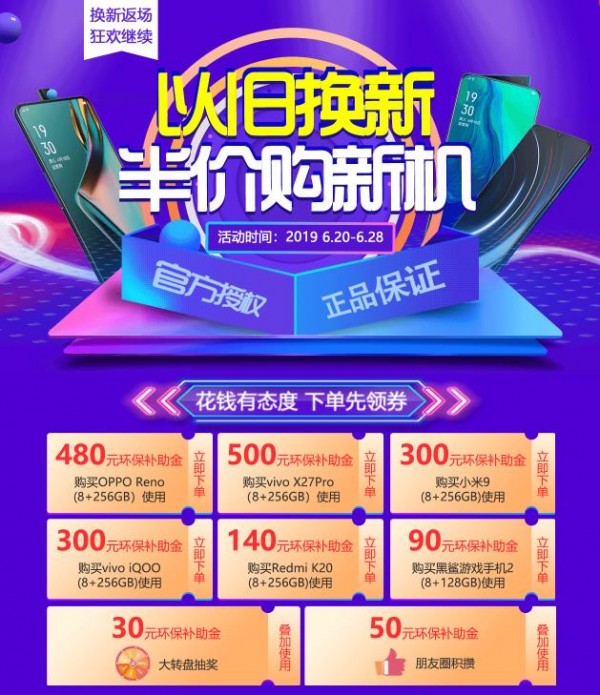 速回收6.18“以舊換新”返場(chǎng)活動(dòng)，下單先領(lǐng)券還能抽大獎(jiǎng)