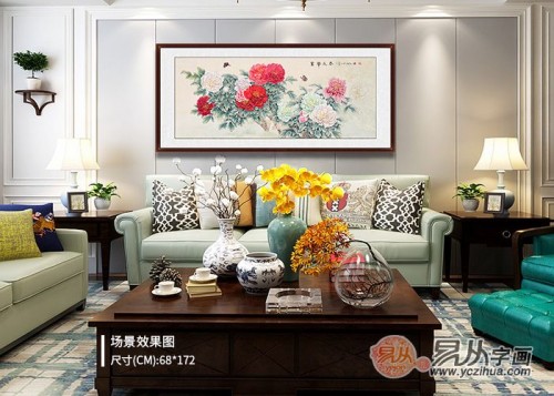 客廳裝修設(shè)計離不開一幅字畫，國畫花鳥畫打造溫馨和諧氛圍