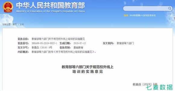 七麥數(shù)據(jù)發(fā)布K12教育行業(yè)報告：教育細分行業(yè)迅速發(fā)展，面臨監(jiān)管大洗牌