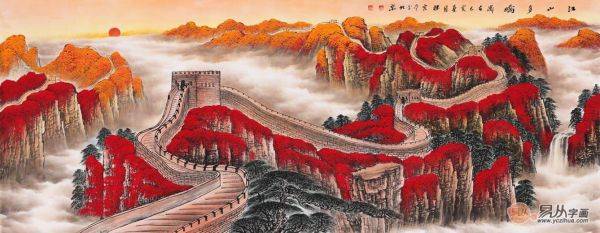 客廳沙發(fā)背景墻掛什么畫好，手繪山水當(dāng)顏值與風(fēng)水的完美結(jié)合