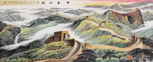沙發(fā)背景墻上裝飾畫，手繪山水高雅藝術(shù)有品位