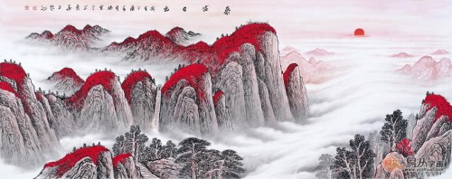 沙發(fā)背景墻上裝飾畫，手繪山水高雅藝術(shù)有品位