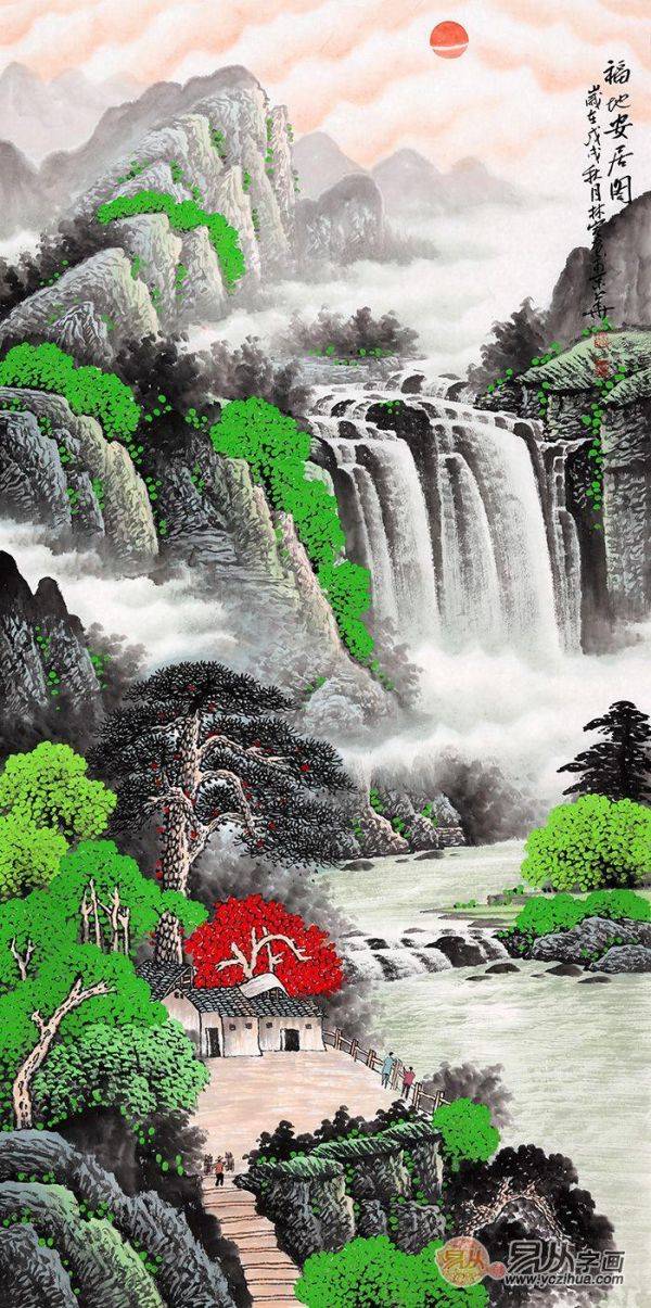 進(jìn)門玄關(guān)掛什么畫好？名家手繪山水畫裝飾、風(fēng)水都有了