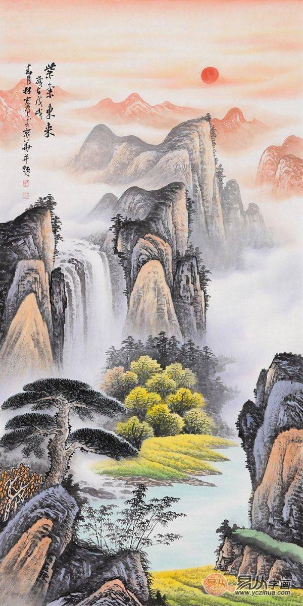 進(jìn)門玄關(guān)掛什么畫好？名家手繪山水畫裝飾、風(fēng)水都有了