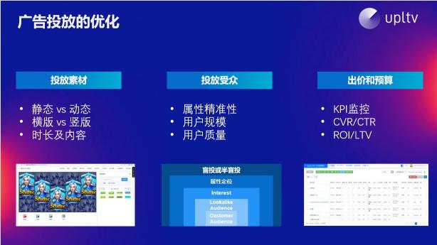 UPLTV受邀分享游戲出?！叭壳?/></p><p>我對變現(xiàn)的總結(jié)是：感性與理性的平衡，收益和體驗的平衡。設(shè)計變現(xiàn)方案時視覺是感性的，通過設(shè)計去把握用戶點(diǎn)擊廣告的心理。而利用A/B測試進(jìn)行相關(guān)數(shù)據(jù)驗證是理性的，幫助開發(fā)者們找到最優(yōu)變現(xiàn)方案。激勵視頻本身可能影響用戶體驗，通過控制展示次數(shù)、冷卻時間和數(shù)據(jù)分析等等，可以找到一個平衡點(diǎn)。</p><p>變現(xiàn)調(diào)優(yōu)需要通過一系列的參數(shù)統(tǒng)計，為不同的用戶設(shè)置不同的分層，以此確定廣告的細(xì)節(jié)。每一個細(xì)節(jié)的調(diào)整帶來的收益提升可能有限，但將所有細(xì)節(jié)結(jié)合在一起，量變往往會產(chǎn)生質(zhì)變，為我們帶來優(yōu)勢和競爭力。如果開發(fā)者將這些細(xì)節(jié)都完善好，下一步則可以從買量端打破變現(xiàn)瓶頸，因為更優(yōu)質(zhì)的用戶帶來的變現(xiàn)收益也會更好。</p><p align=