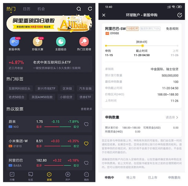 老虎證券已開啟阿里巴巴打新通道 3項(xiàng)重磅福利等你來拿