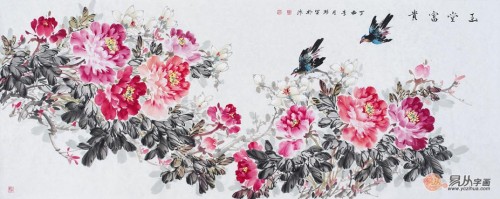 家里掛花鳥畫好嗎？丁珂手繪牡丹國畫，掛在家里好看又吉祥