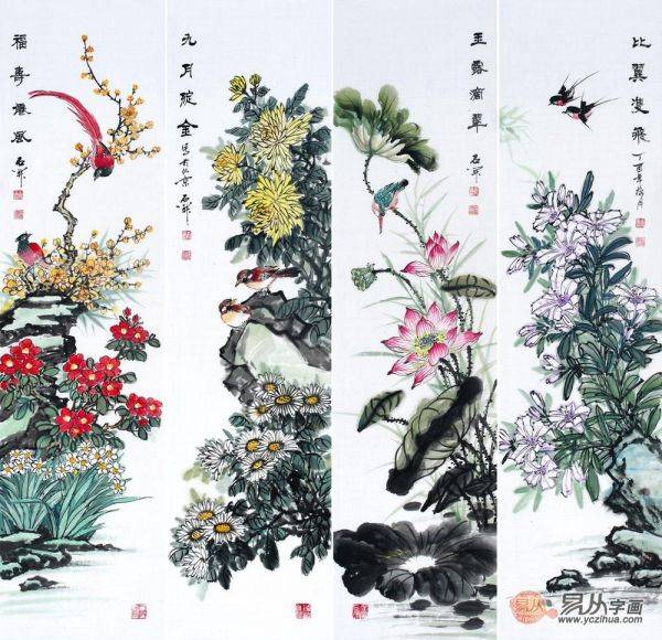 客廳內(nèi)掛什么字畫好，吉祥又有品的名家石開花鳥畫匯總