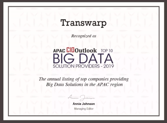 星環(huán)科技被APAC CIO Outlook評為TOP 10大數(shù)據(jù)方案商