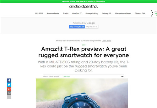 軍標(biāo)認(rèn)證+戶外風(fēng)格，華米科技 Amazfit T-Rex 手表媒體口碑持續(xù)走高