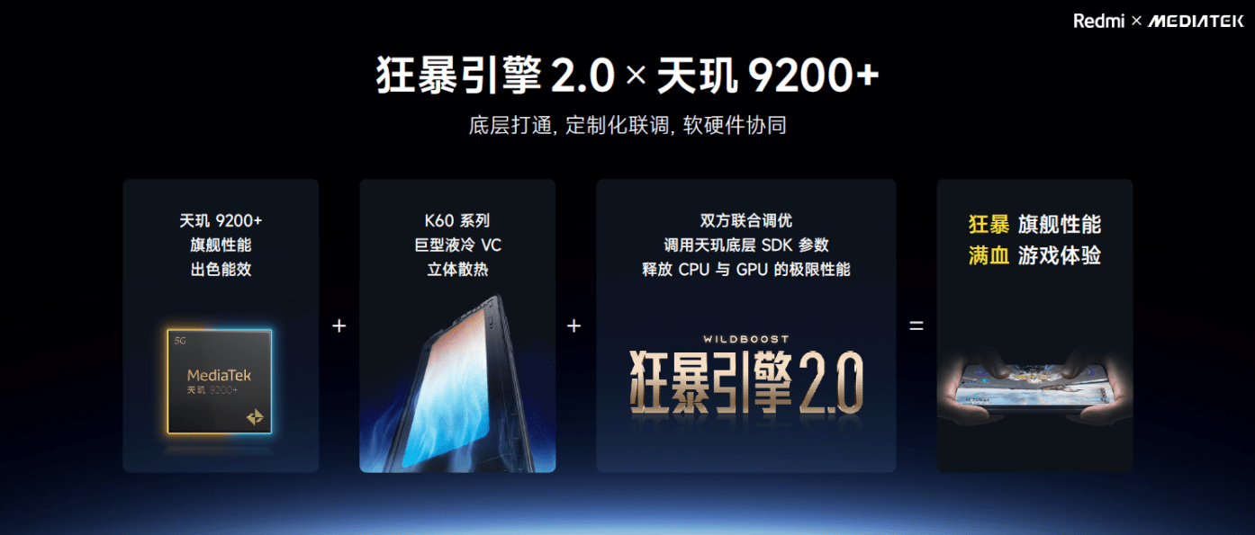 狂暴引擎2.0打通天璣9200+，紅米K60至尊版性能和游戲體驗(yàn)穩(wěn)了