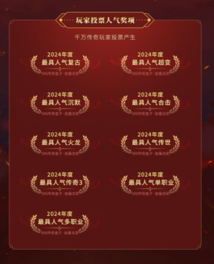 傳奇界的奧斯卡，996傳奇盒子“金屠龍獎”-千款傳奇玩法等你評選